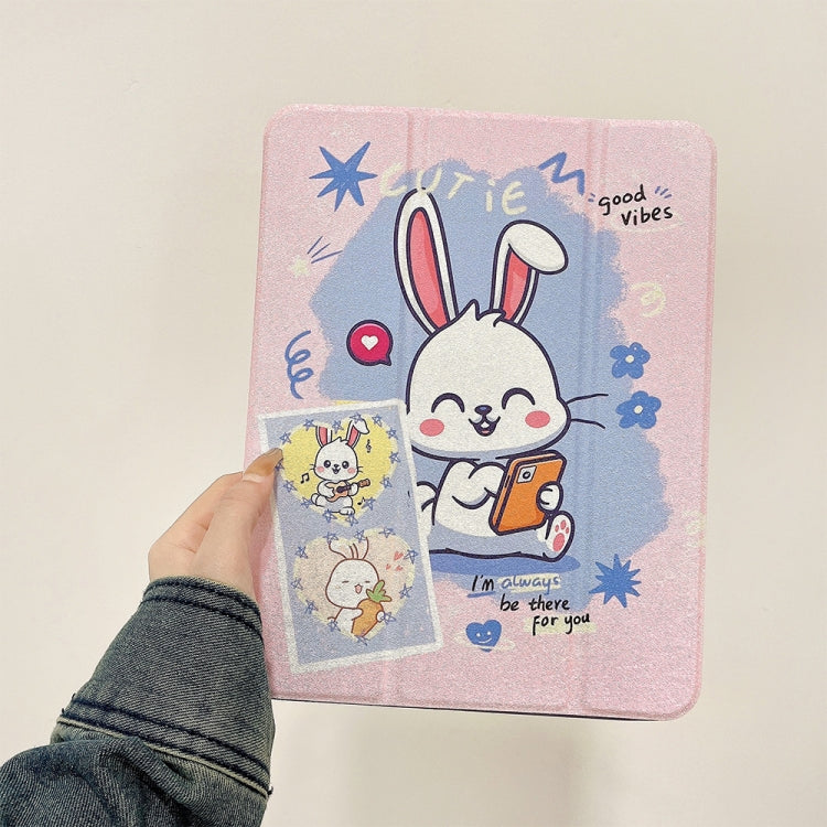 For iPad 10.2 2022 / 2021 / 2020 / 2019 Acrylic Painted 3-fold Holder Leather Tablet Case
