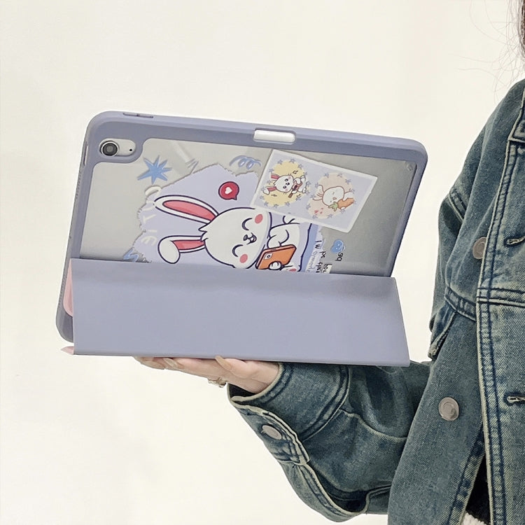 For iPad 10.2 2022 / 2021 / 2020 / 2019 Acrylic Painted 3-fold Holder Leather Tablet Case