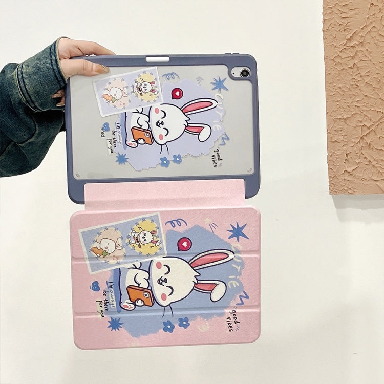 For iPad 10.2 2022 / 2021 / 2020 / 2019 Acrylic Painted 3-fold Holder Leather Tablet Case