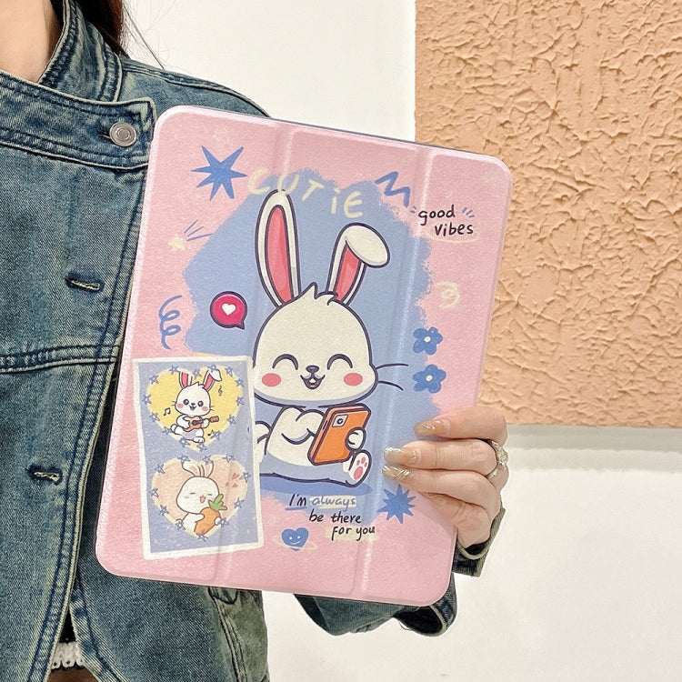 For iPad 10.2 2022 / 2021 / 2020 / 2019 Acrylic Painted 3-fold Holder Leather Tablet Case