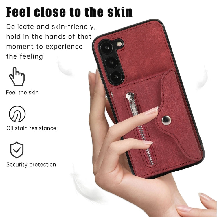 For Samsung Galaxy S21+ 5G Zipper RFID Card Slots Phone Case with Short Lanyard