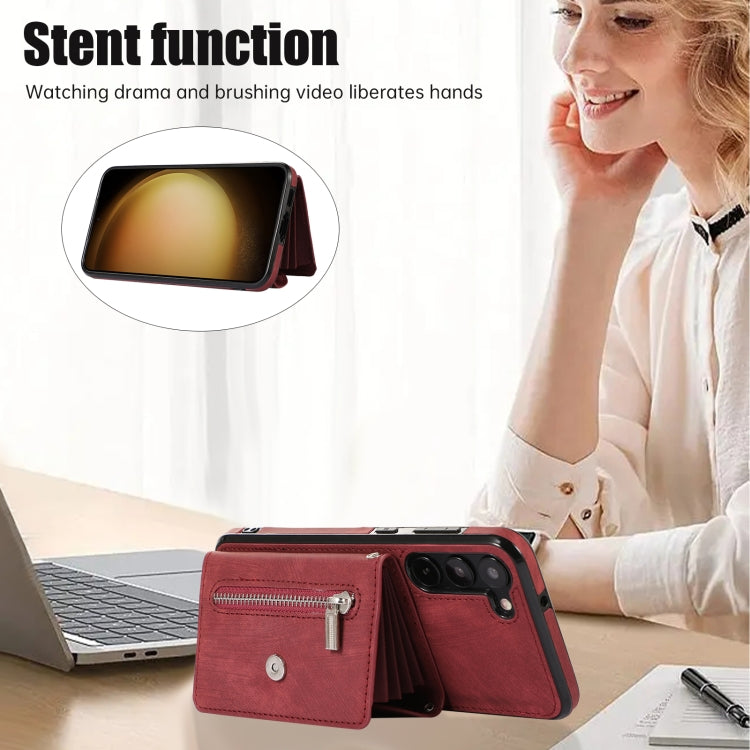 For Samsung Galaxy S21+ 5G Zipper RFID Card Slots Phone Case with Short Lanyard