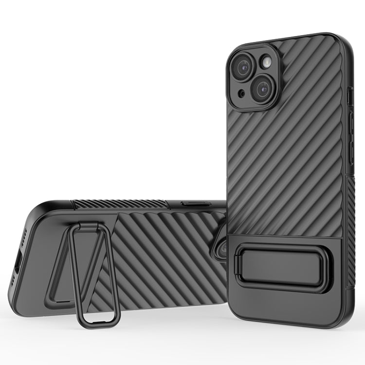 For iPhone 14 Wavy Texture TPU Phone Case with Lens Film