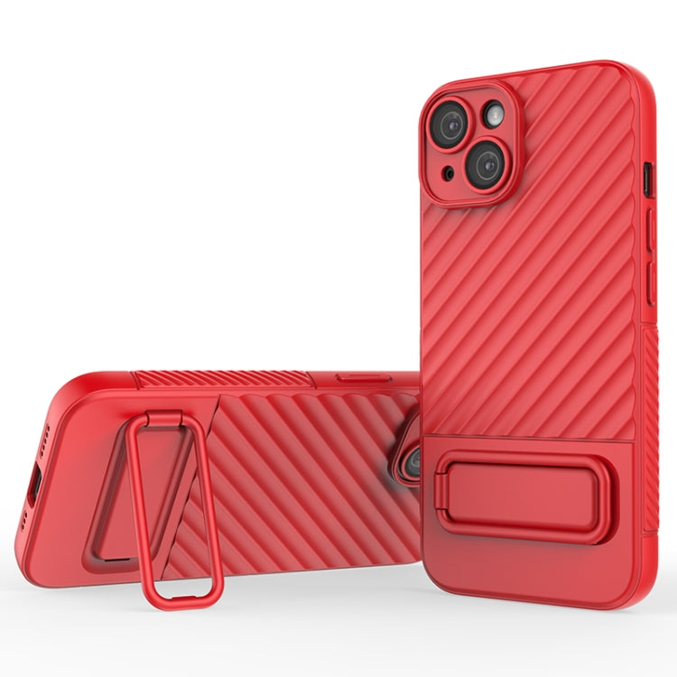 For iPhone 14 Wavy Texture TPU Phone Case with Lens Film