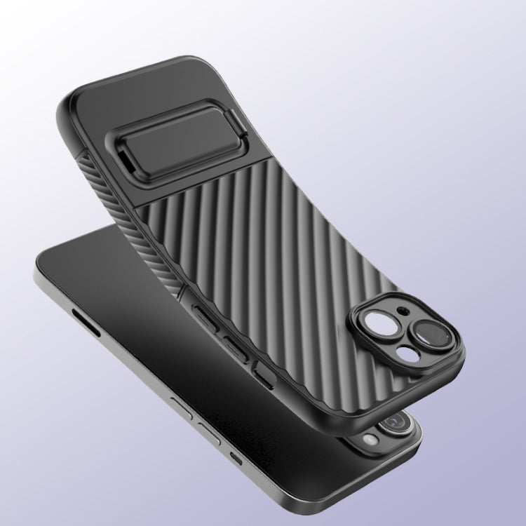 For iPhone 14 Wavy Texture TPU Phone Case with Lens Film