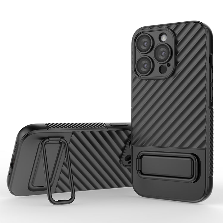 For iPhone 14 Pro Wavy Texture TPU Phone Case with Lens Film