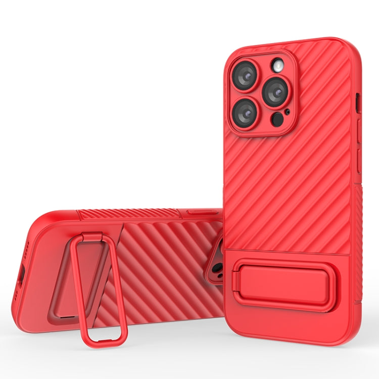 For iPhone 14 Pro Wavy Texture TPU Phone Case with Lens Film