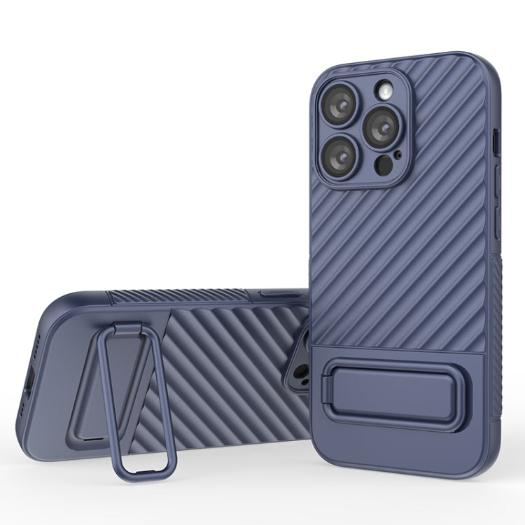 For iPhone 14 Pro Wavy Texture TPU Phone Case with Lens Film