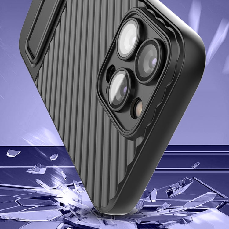 For iPhone 14 Pro Wavy Texture TPU Phone Case with Lens Film