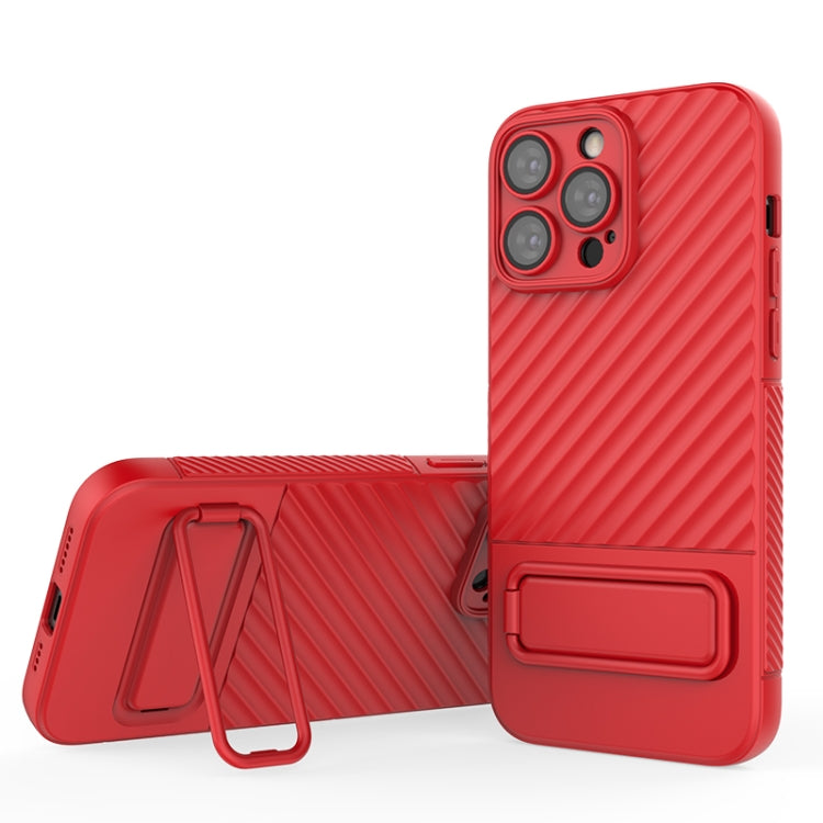 For iPhone 14 Pro Max Wavy Texture TPU Phone Case with Lens Film