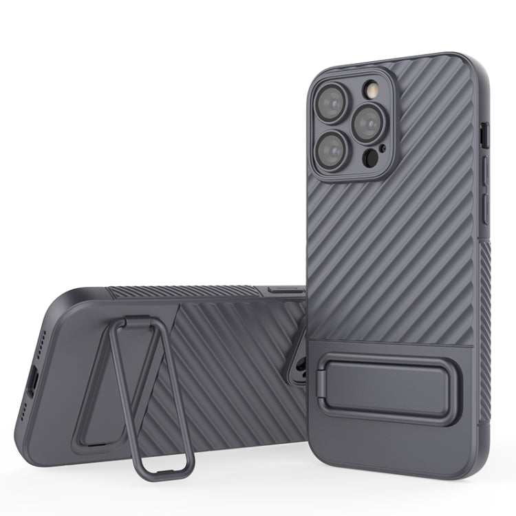 For iPhone 14 Pro Max Wavy Texture TPU Phone Case with Lens Film