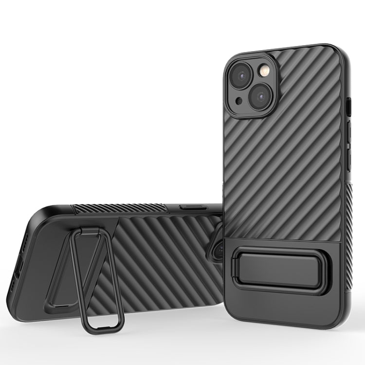 For iPhone 13 Wavy Texture TPU Phone Case with Lens Film