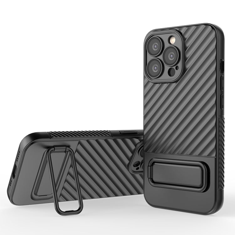 For iPhone 13 Pro Wavy Texture TPU Phone Case with Lens Film