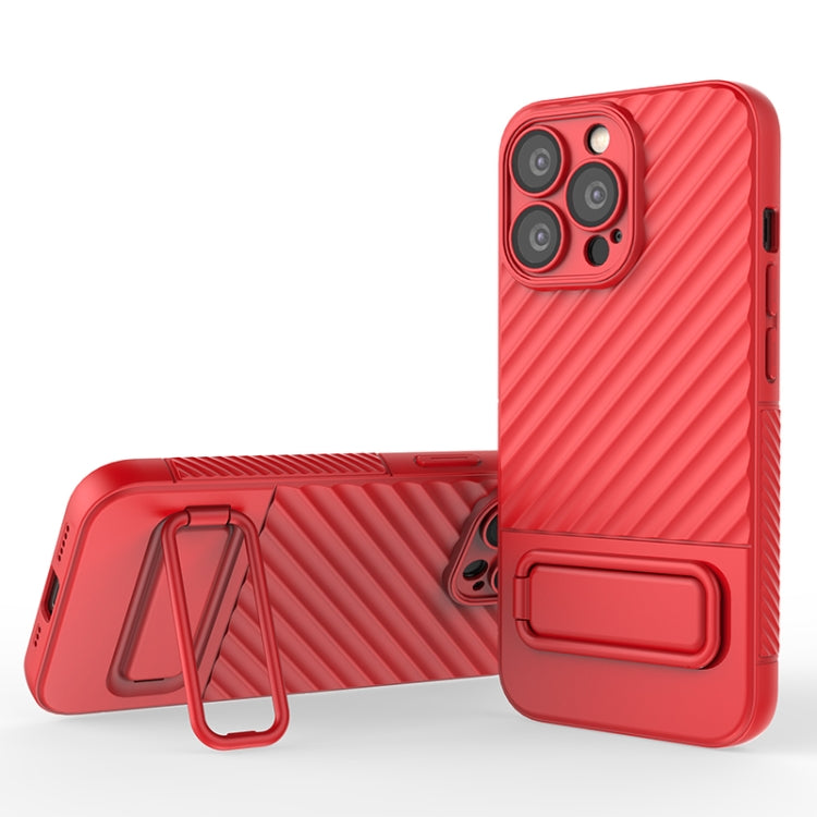 For iPhone 13 Pro Wavy Texture TPU Phone Case with Lens Film