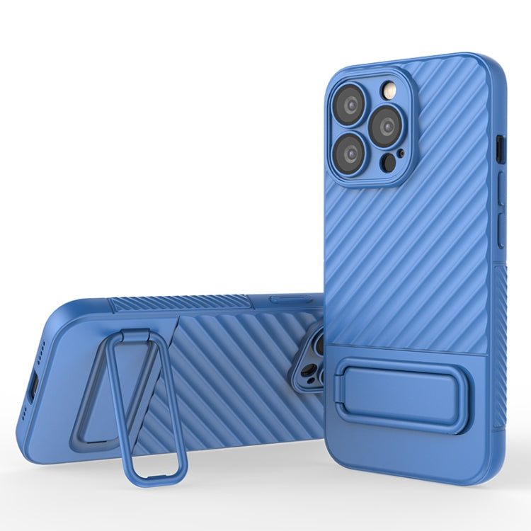 For iPhone 13 Pro Wavy Texture TPU Phone Case with Lens Film