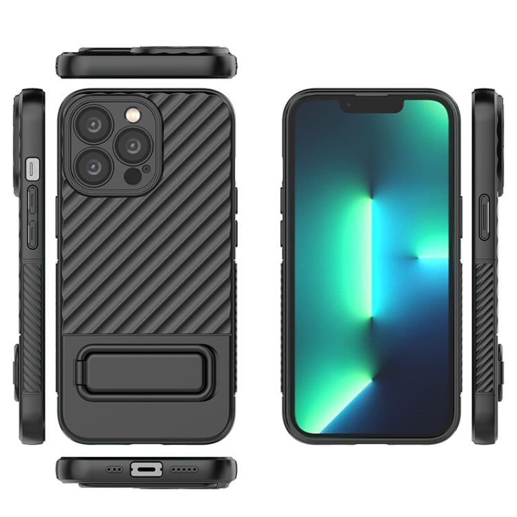 For iPhone 13 Pro Wavy Texture TPU Phone Case with Lens Film