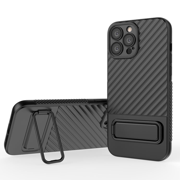 For iPhone 13 Pro Max Wavy Texture TPU Phone Case with Lens Film