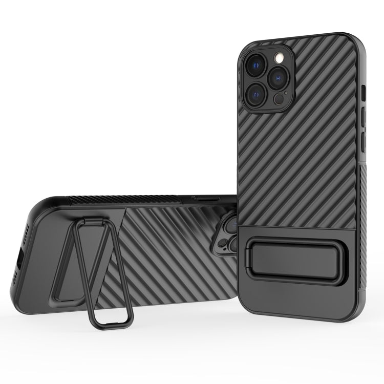 For iPhone 12 Pro Max Wavy Texture TPU Phone Case with Lens Film