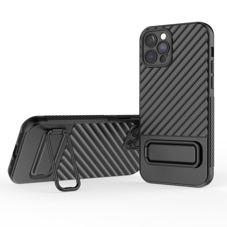 For iPhone 12 Pro Wavy Texture TPU Phone Case with Lens Film
