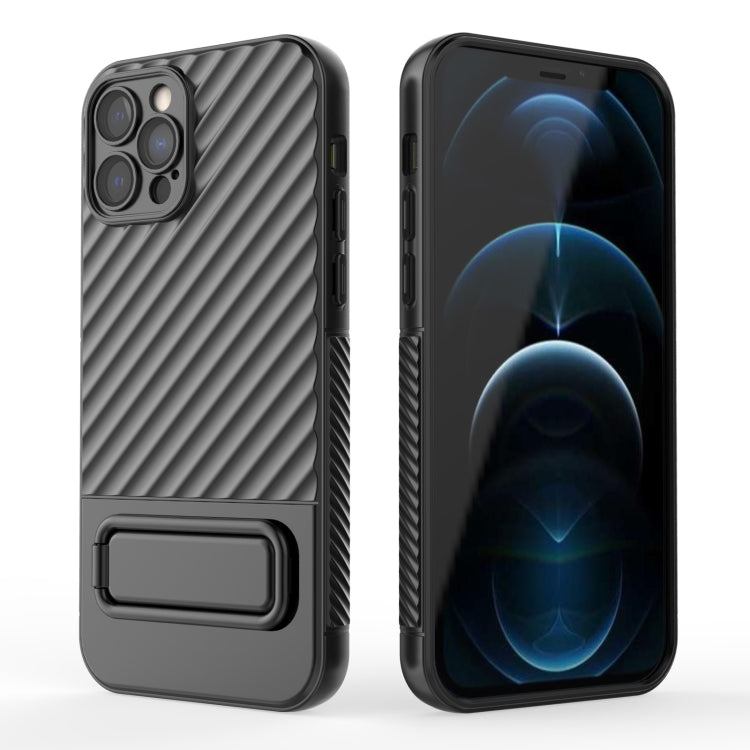 For iPhone 12 Pro Wavy Texture TPU Phone Case with Lens Film