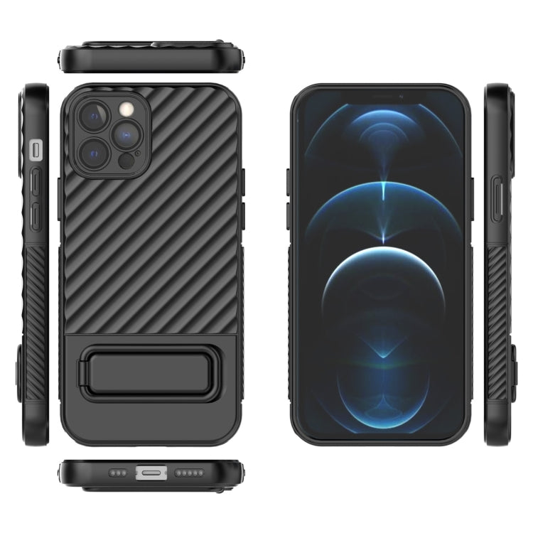 For iPhone 12 Pro Wavy Texture TPU Phone Case with Lens Film