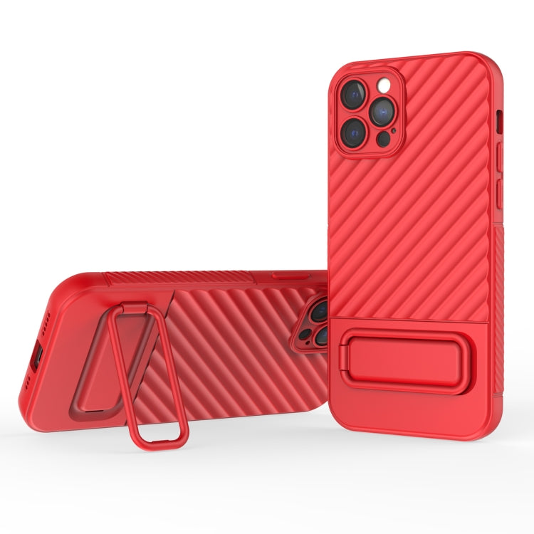 For iPhone 12 Pro Wavy Texture TPU Phone Case with Lens Film