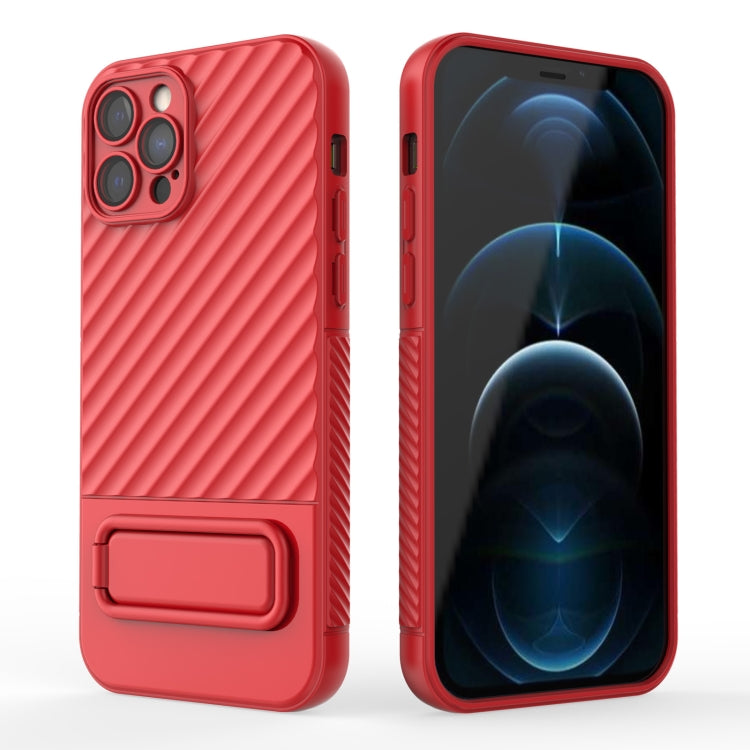 For iPhone 12 Pro Wavy Texture TPU Phone Case with Lens Film