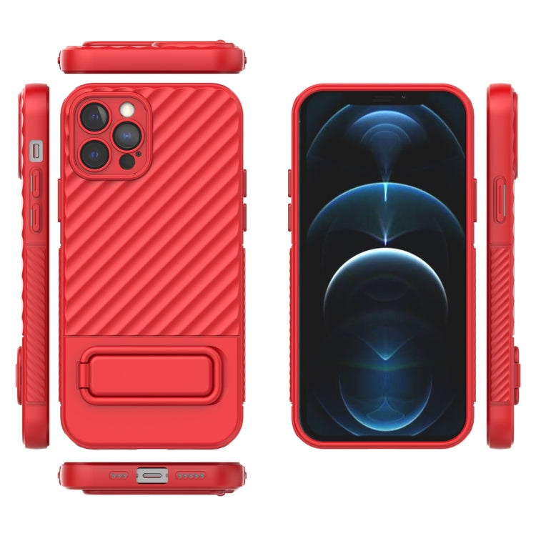 For iPhone 12 Pro Wavy Texture TPU Phone Case with Lens Film