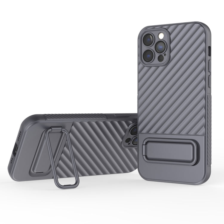 For iPhone 12 Pro Wavy Texture TPU Phone Case with Lens Film