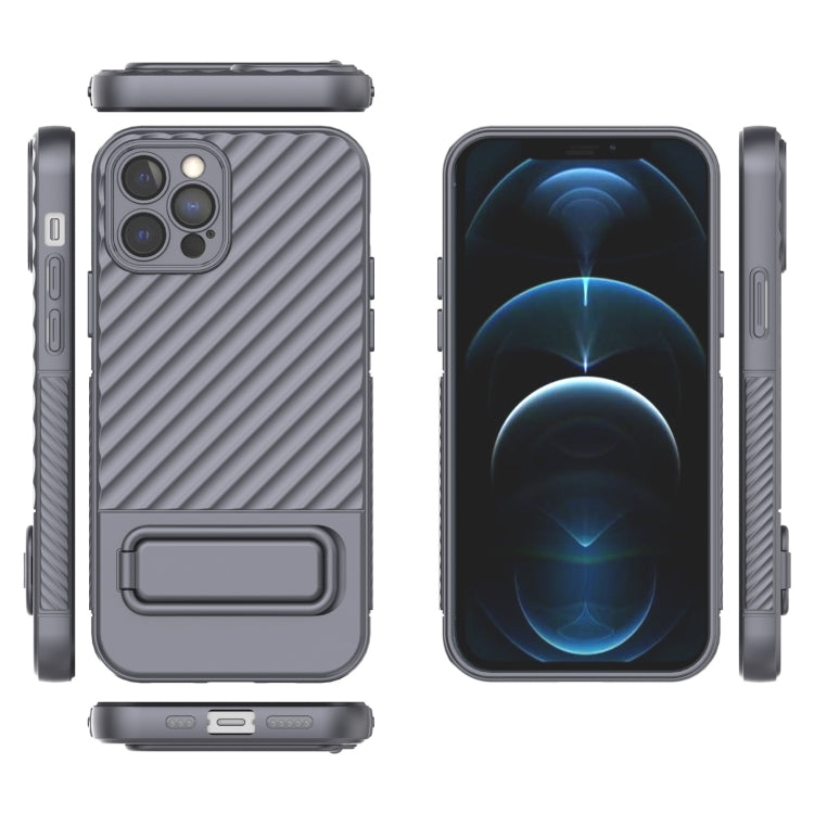 For iPhone 12 Pro Wavy Texture TPU Phone Case with Lens Film