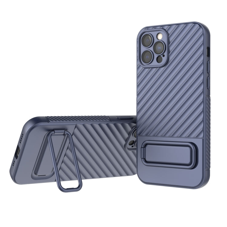 For iPhone 12 Pro Wavy Texture TPU Phone Case with Lens Film