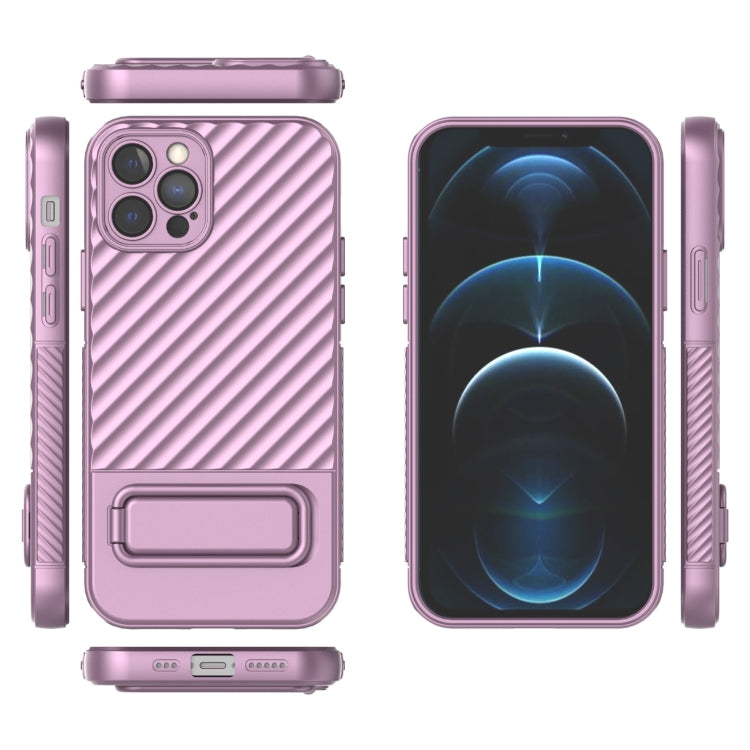 For iPhone 12 Pro Wavy Texture TPU Phone Case with Lens Film
