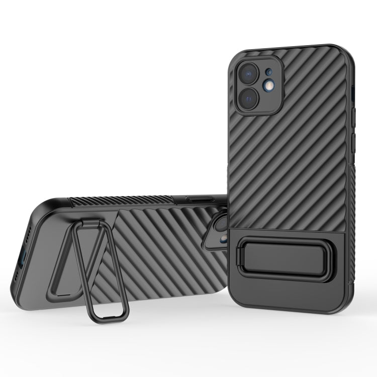 For iPhone 12 Wavy Texture TPU Phone Case with Lens Film