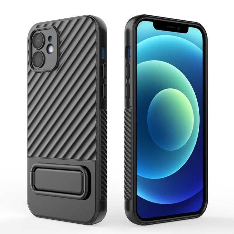 For iPhone 12 Wavy Texture TPU Phone Case with Lens Film