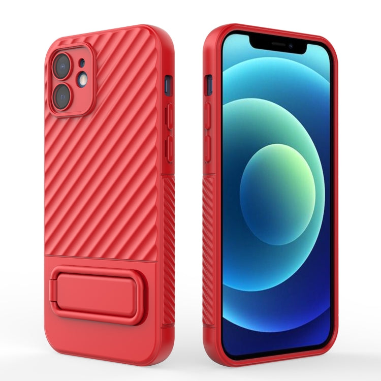 For iPhone 12 Wavy Texture TPU Phone Case with Lens Film