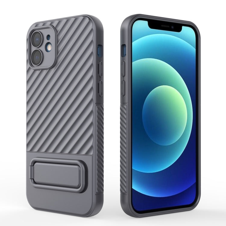 For iPhone 12 Wavy Texture TPU Phone Case with Lens Film
