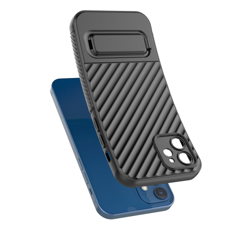 For iPhone 12 Wavy Texture TPU Phone Case with Lens Film