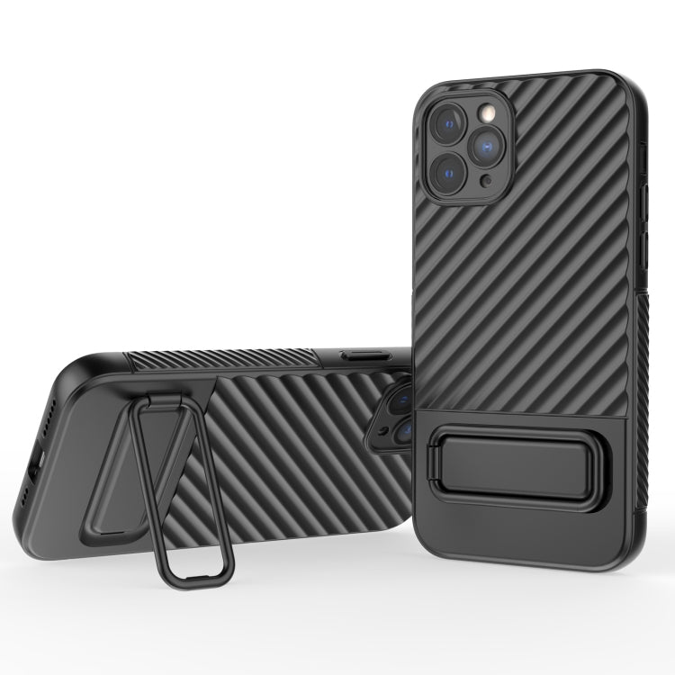 For iPhone 11 Pro Wavy Texture TPU Phone Case with Lens Film