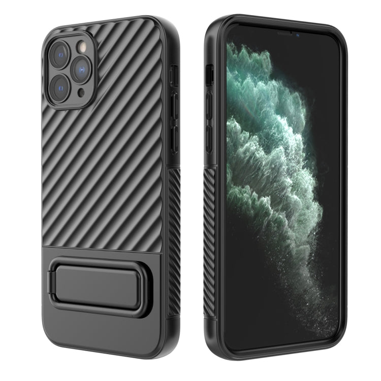 For iPhone 11 Pro Wavy Texture TPU Phone Case with Lens Film