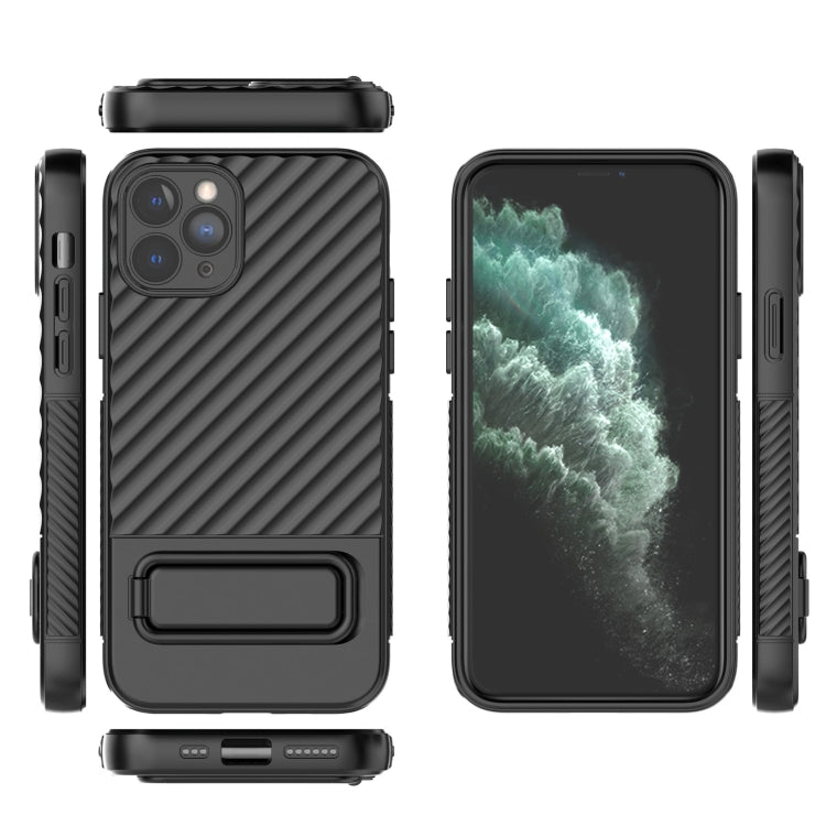 For iPhone 11 Pro Wavy Texture TPU Phone Case with Lens Film
