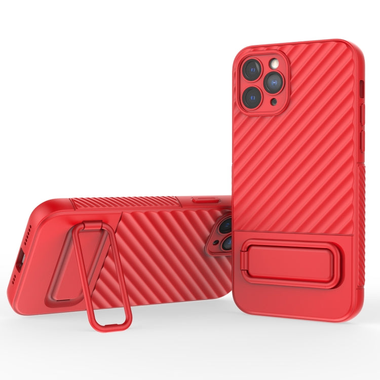 For iPhone 11 Pro Wavy Texture TPU Phone Case with Lens Film