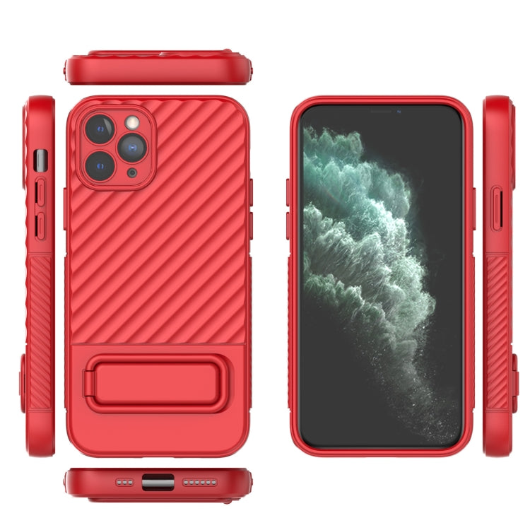 For iPhone 11 Pro Wavy Texture TPU Phone Case with Lens Film