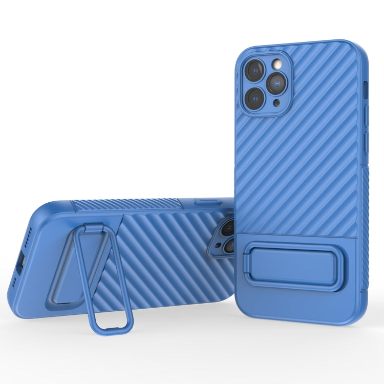 For iPhone 11 Pro Wavy Texture TPU Phone Case with Lens Film
