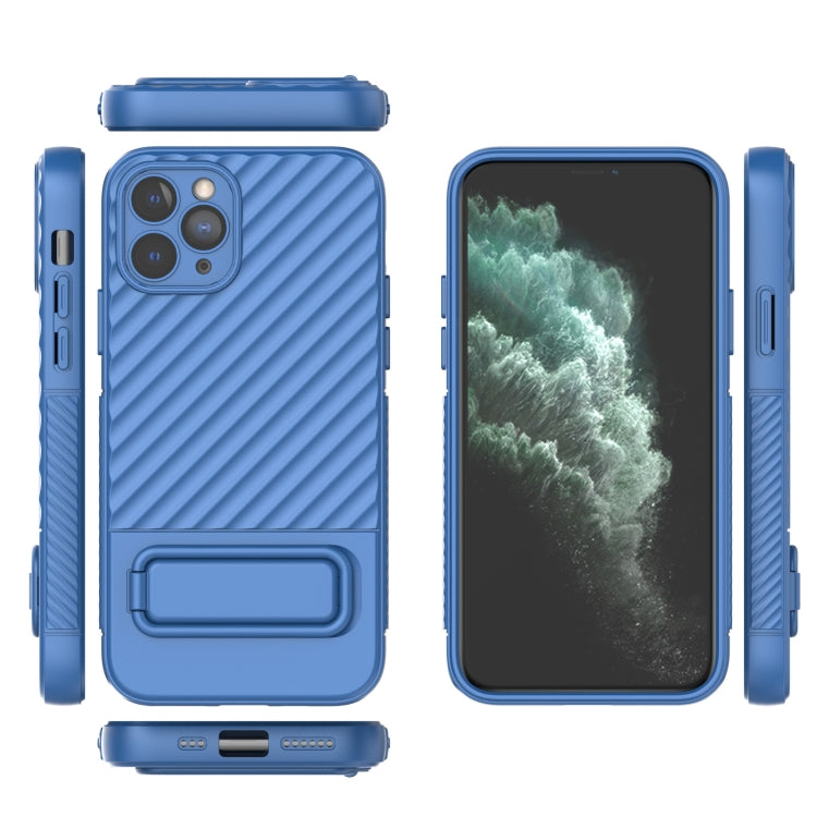 For iPhone 11 Pro Wavy Texture TPU Phone Case with Lens Film