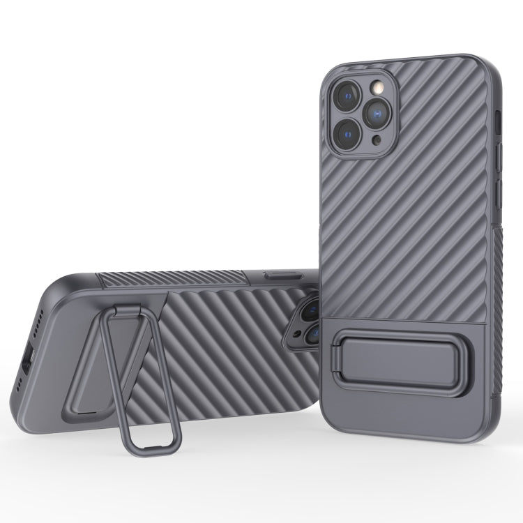 For iPhone 11 Pro Wavy Texture TPU Phone Case with Lens Film