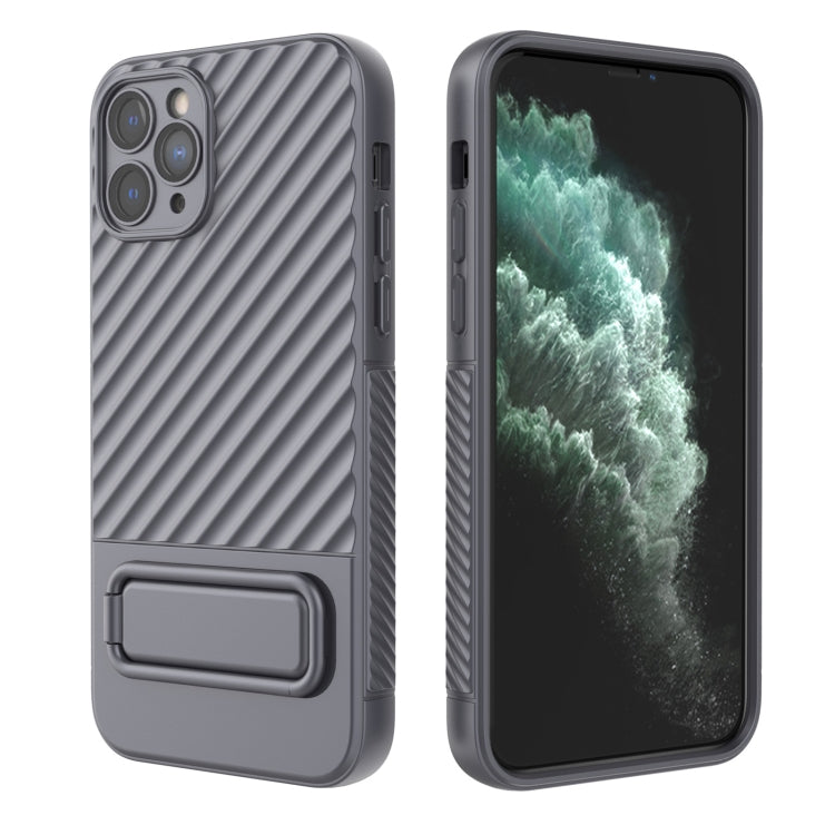 For iPhone 11 Pro Wavy Texture TPU Phone Case with Lens Film