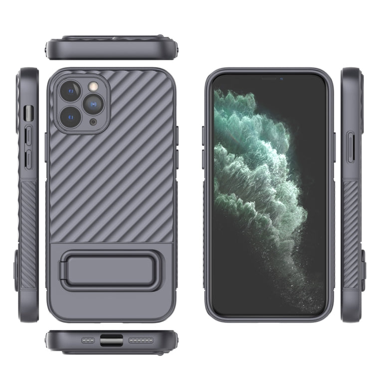 For iPhone 11 Pro Wavy Texture TPU Phone Case with Lens Film