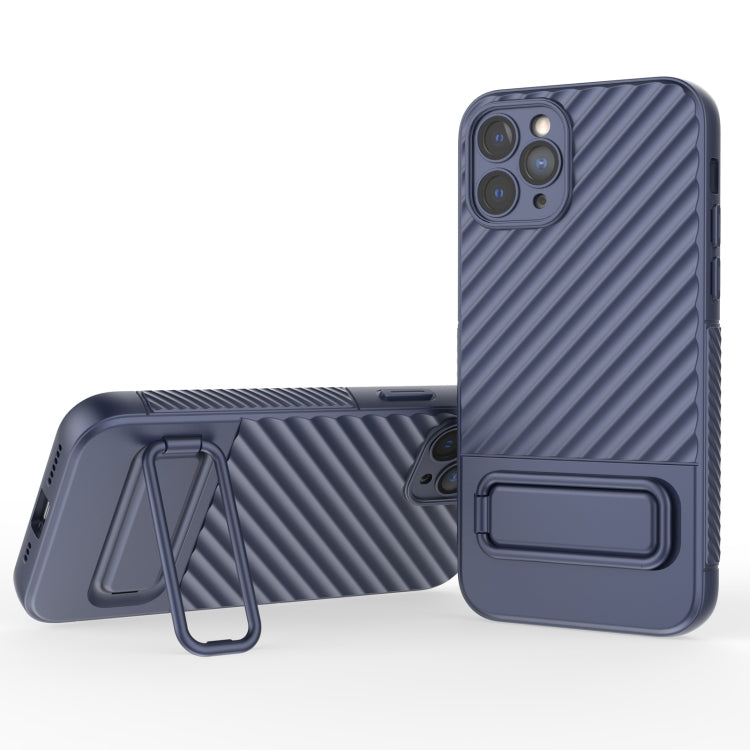 For iPhone 11 Pro Wavy Texture TPU Phone Case with Lens Film