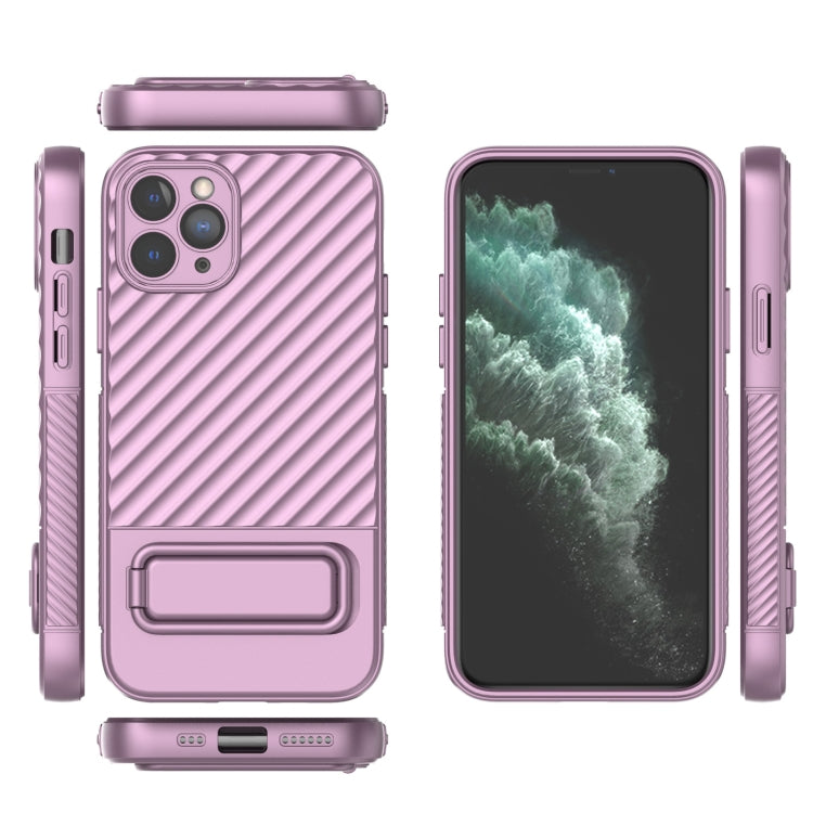 For iPhone 11 Pro Wavy Texture TPU Phone Case with Lens Film