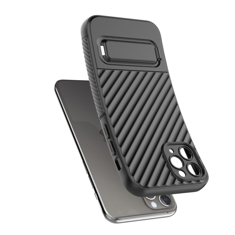 For iPhone 11 Pro Wavy Texture TPU Phone Case with Lens Film